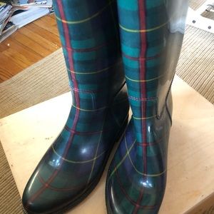 Plaid/Shearling Rainboots